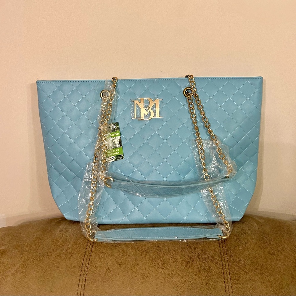 Badgley Mischka Buttery Soft Tote Bag in Light Blue. NWT. Gift Ready!!